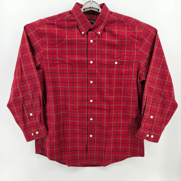 Orvis Mens Plaid Wrinkle Free Button Down Shirt 100% Cotton Large L Long Sleeve - Picture 2 of 10